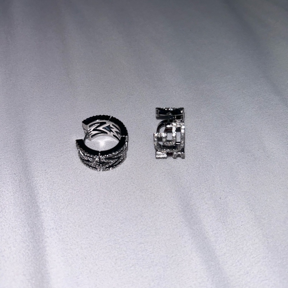 Marc Jacobs Silver Monogram Rhinestone Hoop Earrings